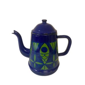 oude brocante vintage decoratieve emaille  theepot/ koffiepot
