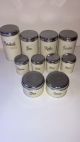 brocante vintage decoratieve emaille voorraadbussen ,10 delig