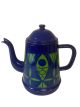 oude brocante vintage decoratieve emaille  theepot/ koffiepot